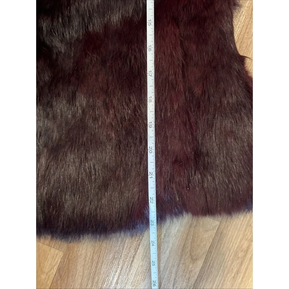 Vintage Women’s Dyed Burgundy Maroon Wine Rabbit Fur Coat Jacket Medium - Picture 10 of 11